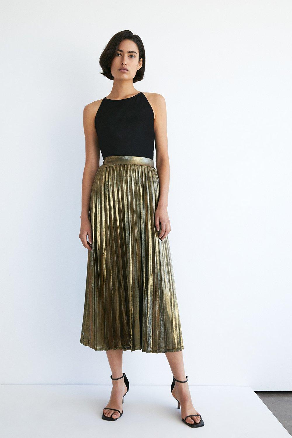 Warehouse metallic pleated on sale skirt house of fraser