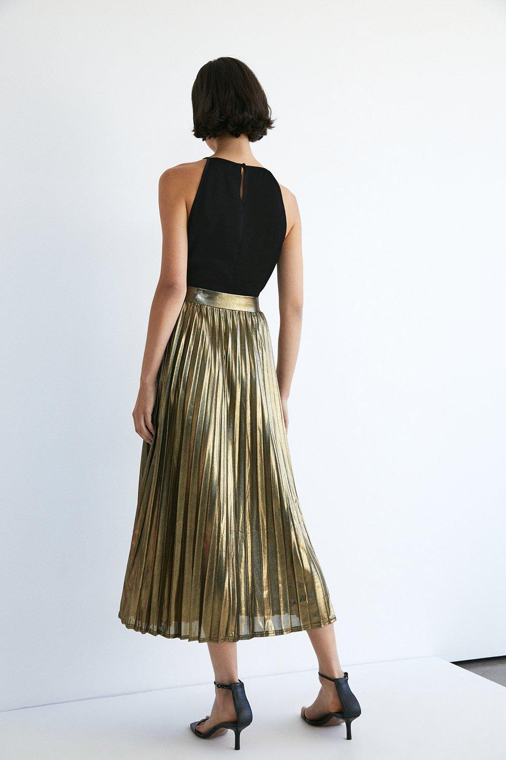 Warehouse gold 2025 pleated skirt