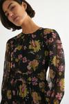Warehouse Floral Pleated Chiffon Belted Midi Dress thumbnail 2