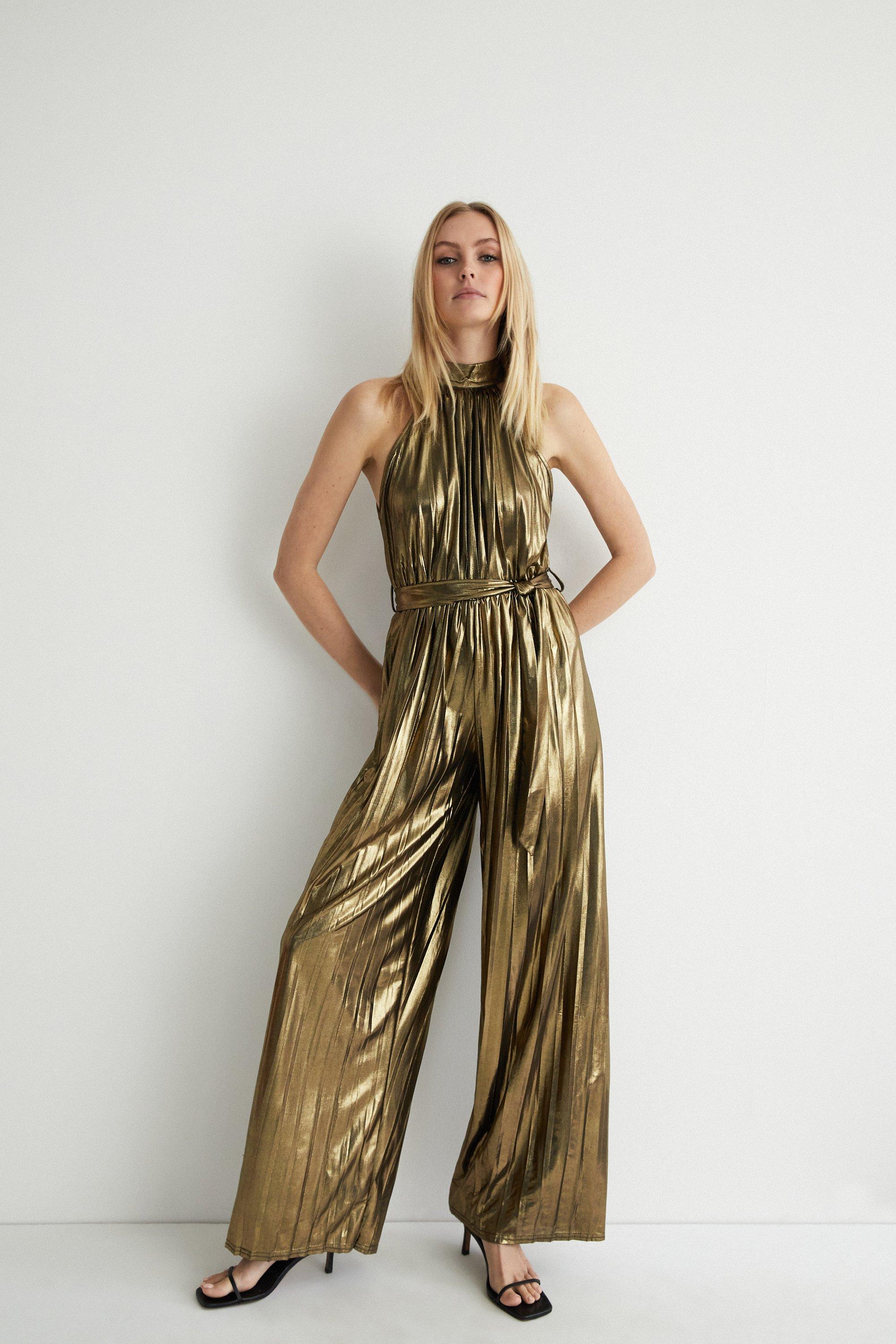 Gold sales lame jumpsuit