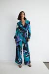 Warehouse Abstract Print Wrap Front Wide Leg Jumpsuit thumbnail 1