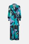 Warehouse Abstract Print Wrap Front Wide Leg Jumpsuit thumbnail 4