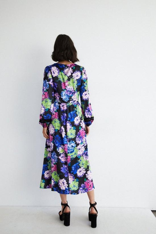 Warehouse Lace Insert Floral Print Midi Dress 3