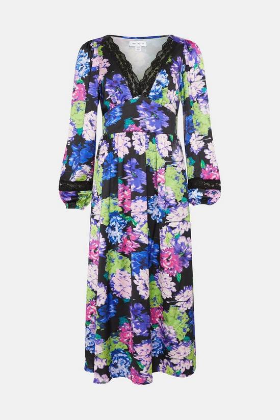 Warehouse Lace Insert Floral Print Midi Dress 4