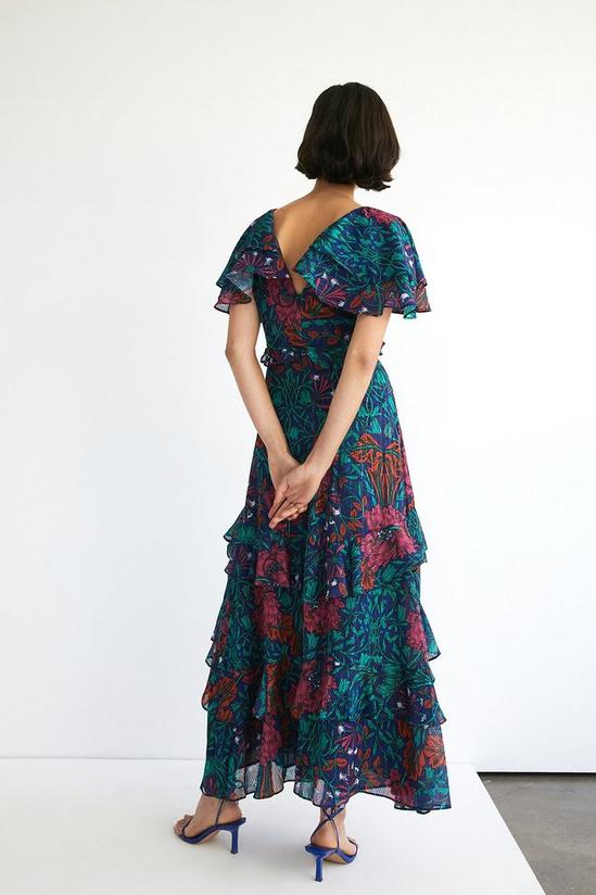 Warehouse WH x William Morris Society Sparkle Ruffled Midi Dress 3