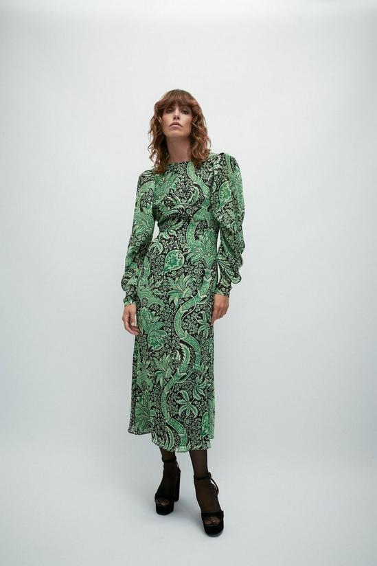 Warehouse WH x William Morris Society Sparkle Puff Sleeve Midi Dress 1