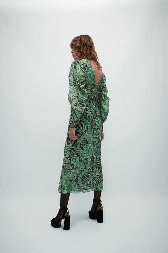Warehouse WH x William Morris Society Sparkle Puff Sleeve Midi Dress 3