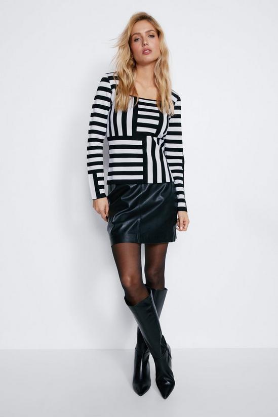 Warehouse Mixed Stripe Square Neck Knit Top 2