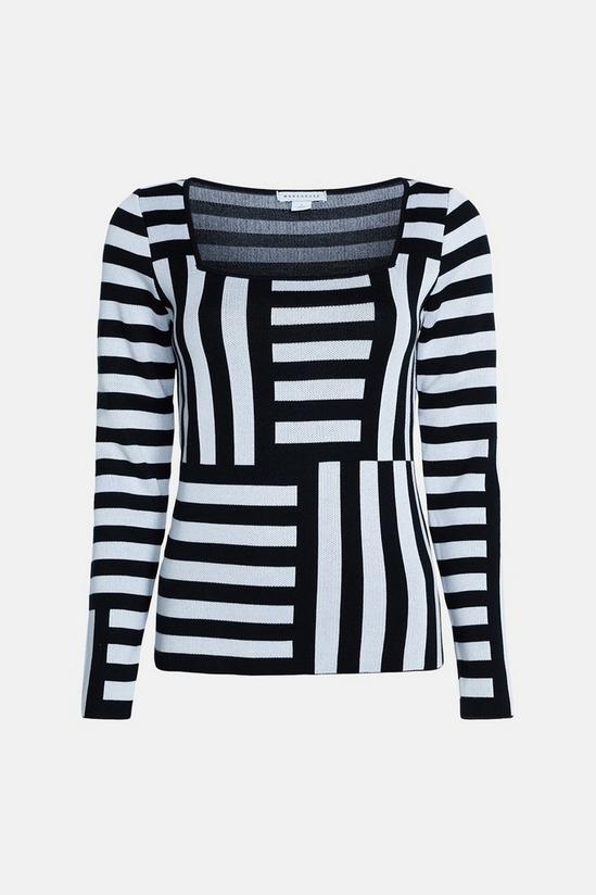 Warehouse Mixed Stripe Square Neck Knit Top 4