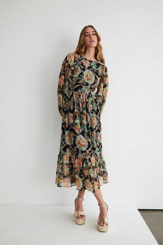 Warehouse Sparkle Floral Embroidered Midi Dress 1