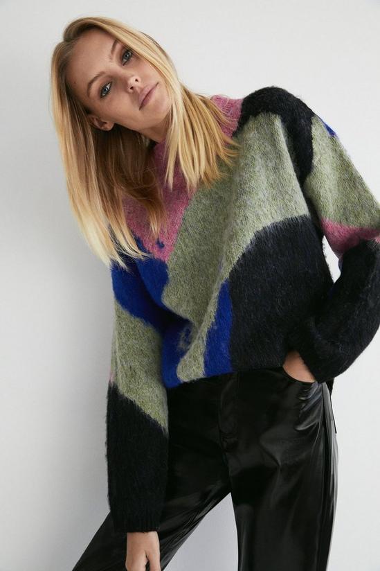 Warehouse Brushed Abstract Knit Jumper 1
