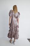Warehouse Lame Ruched Sleeve Tired Maxi Dress thumbnail 3