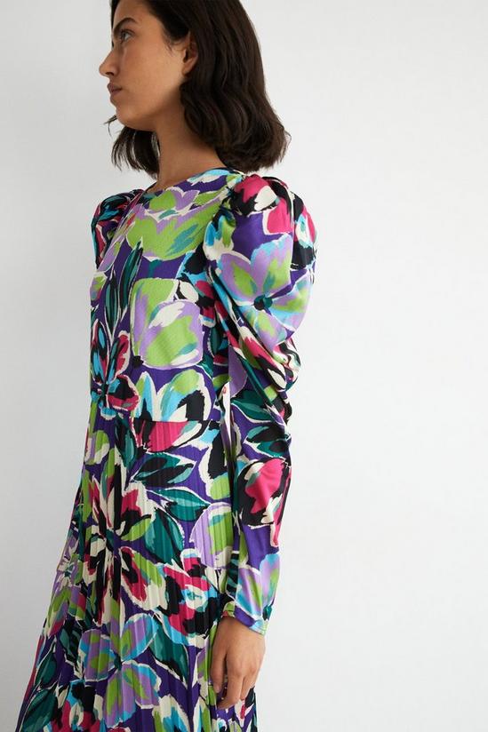 Warehouse Floral Pleated Puff Sleeve Maxi Dress 2