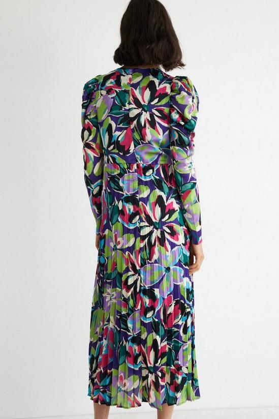 Warehouse Floral Pleated Puff Sleeve Maxi Dress 3