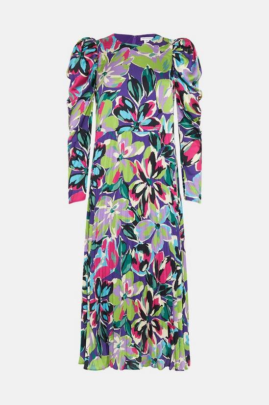 Warehouse Floral Pleated Puff Sleeve Maxi Dress 4