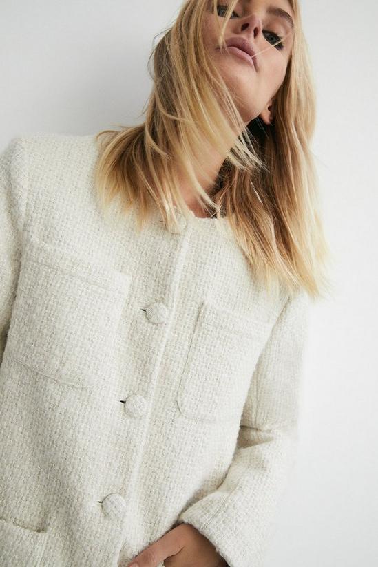 Warehouse Premium Wool Boucle Tweed Long Line Jacket 2