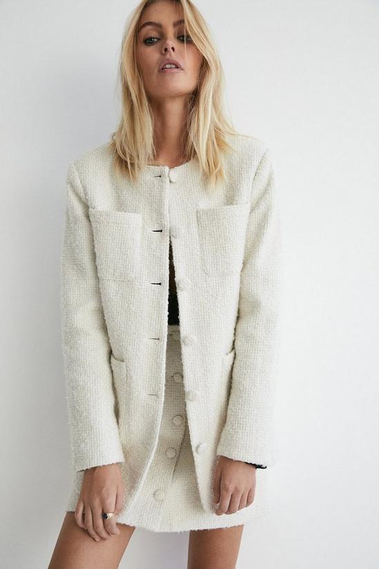 Warehouse Premium Wool Boucle Tweed Long Line Jacket 5