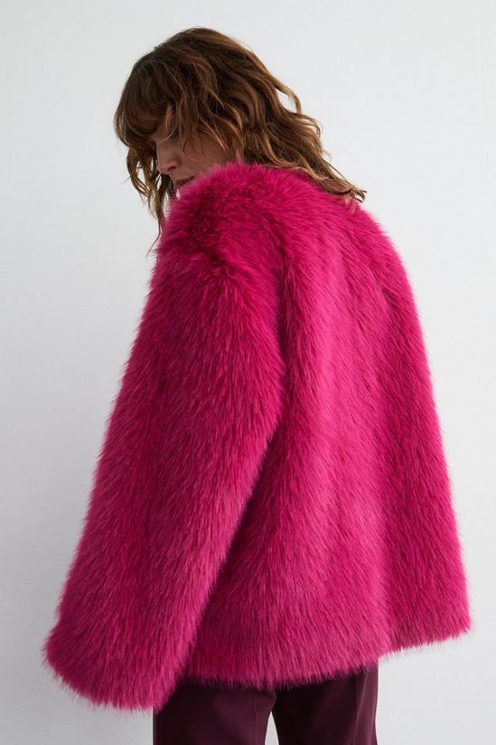 Warehouse Collarless Faux Fur Jacket 3