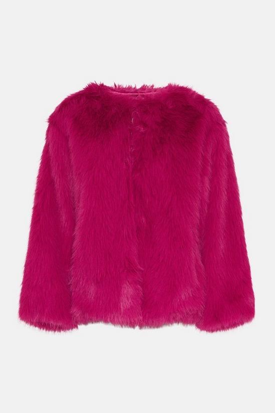Warehouse Collarless Faux Fur Jacket 4