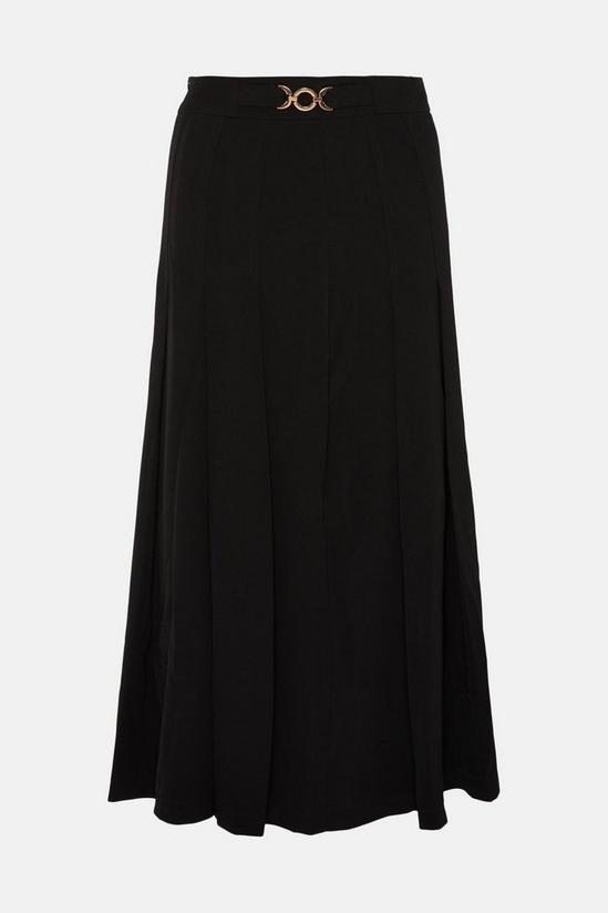 Warehouse Pleated Tailored Midi Skirt With Gold Trim 4