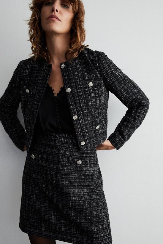 Warehouse Tweed Tailored Jacket With Crystal Buttons 2