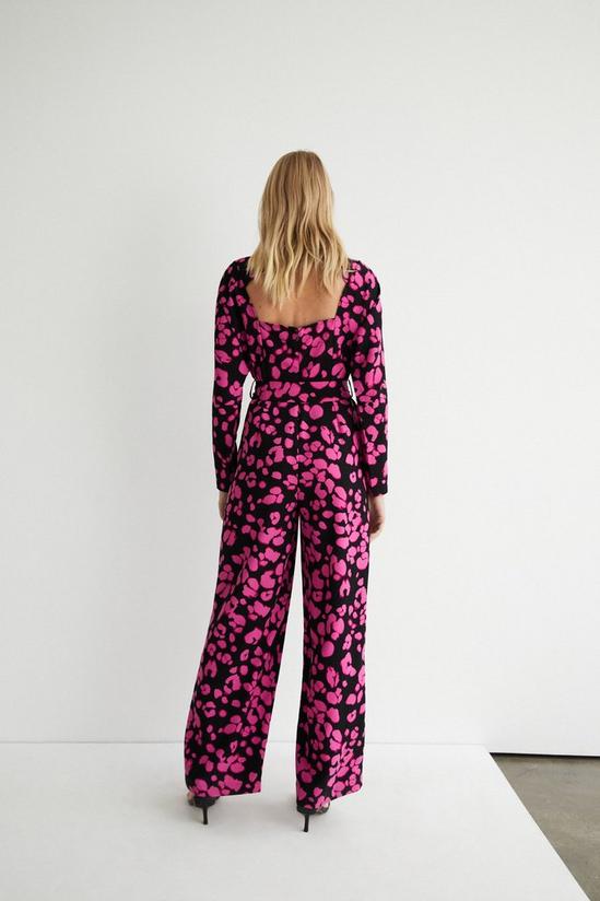 Warehouse Animal Relaxed Sleeve Belted Jumpsuit 3