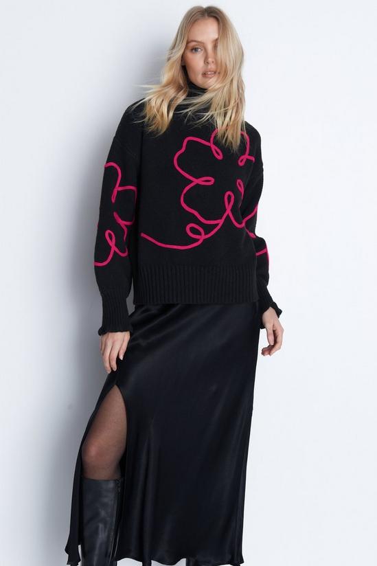 Warehouse Floral Corded Knit Jumper 1