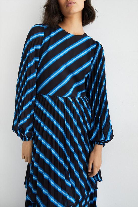 Warehouse Stripe Pleated Double Layer Midi Dress 2