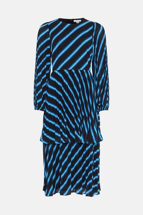 Warehouse Stripe Pleated Double Layer Midi Dress 4