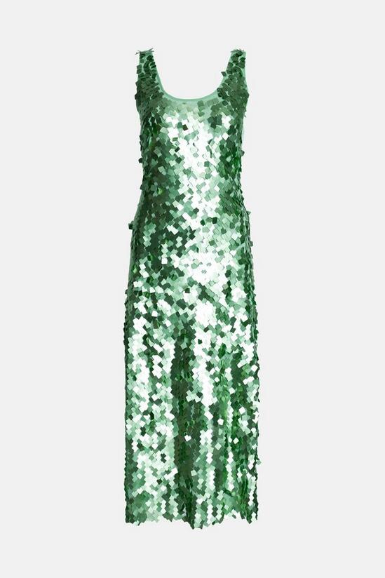 Warehouse Hand Embellished Sequin V Neck Midi Dress 4