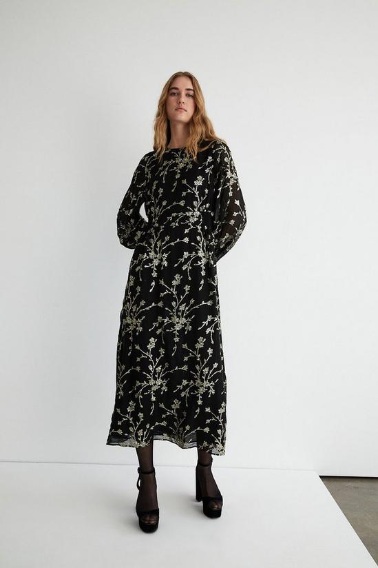 Warehouse Sparkle Shirred Waist Midi Dress 1