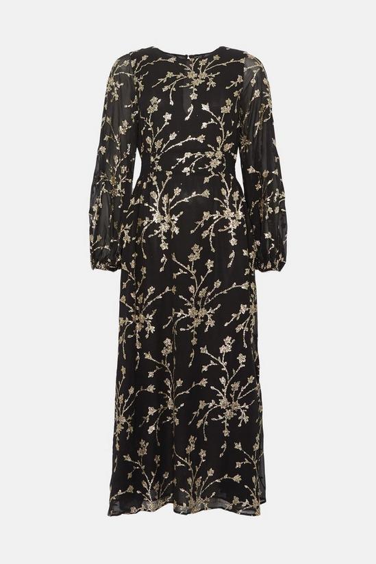 Warehouse Sparkle Shirred Waist Midi Dress 4