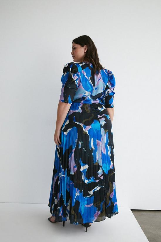 Warehouse Plus Size Abstract V Neck Pleated Maxi Dress 3