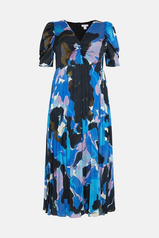 Warehouse Plus Size Abstract V Neck Pleated Maxi Dress 4