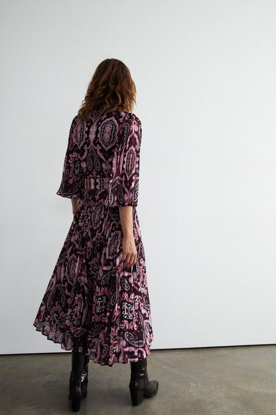 Warehouse Floral Pleated Belted Midi Dress 3