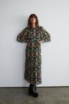 Warehouse Floral Pleated Belted Maxi Dress thumbnail 1