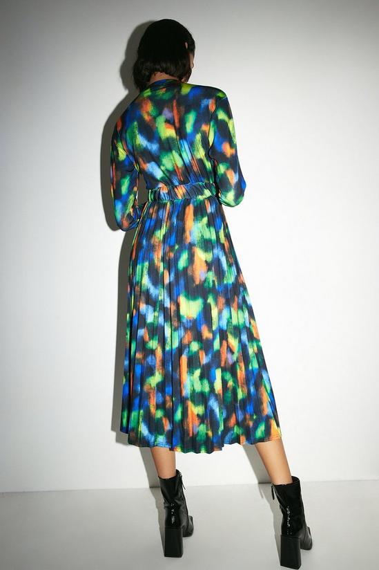 Warehouse Printed Pleated D-ring Long Sleeve Midi Dress 3