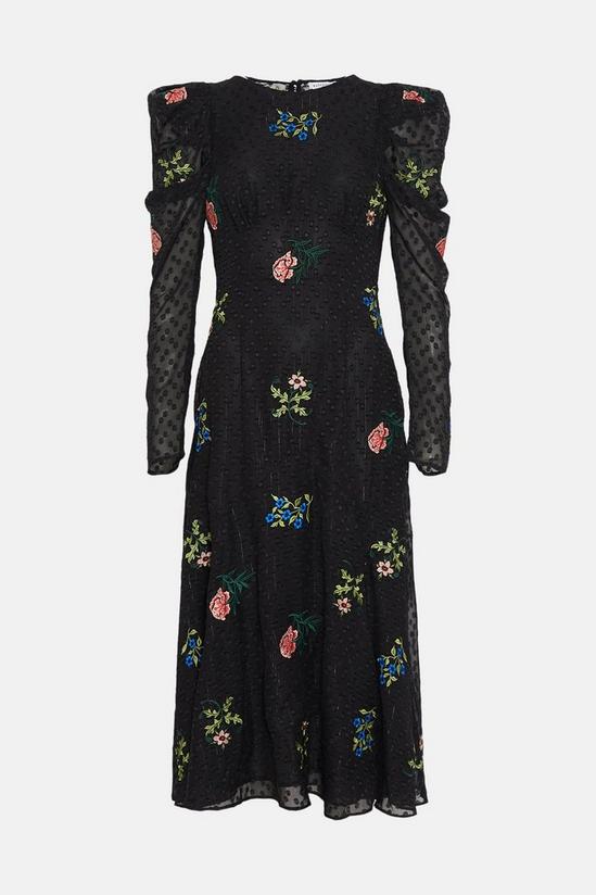 Warehouse WH x William Morris Society Embroidered Open Back Dress 4