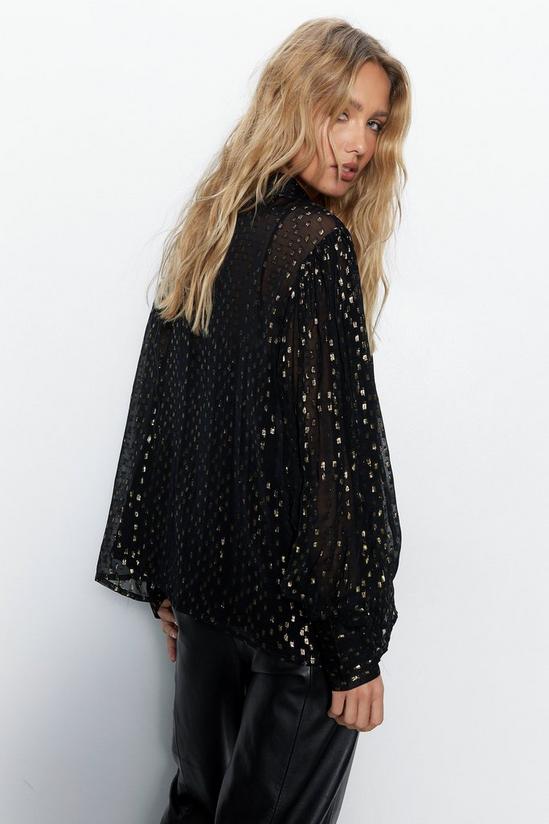 Warehouse Plus Size Sparkle High Neck Puff Sleeve Top 5