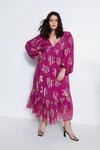 Warehouse Plus Size Sparkle Jacquard V Neck Midi Dress thumbnail 1