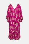Warehouse Plus Size Sparkle Jacquard V Neck Midi Dress thumbnail 4