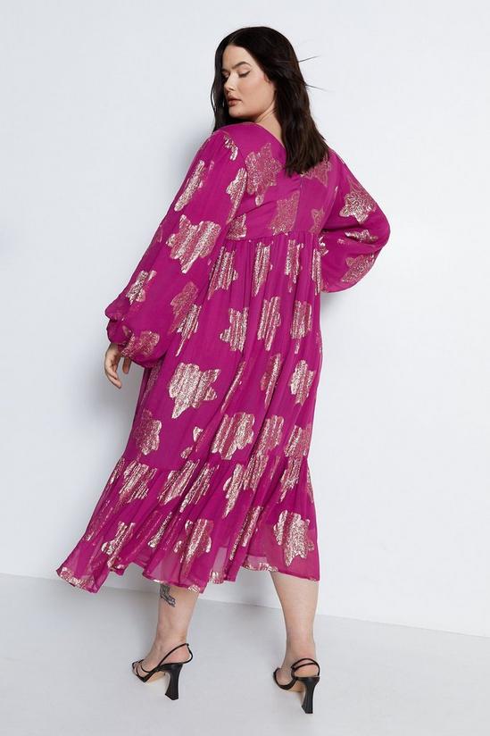 Warehouse Plus Size Sparkle Jacquard V Neck Midi Dress 5