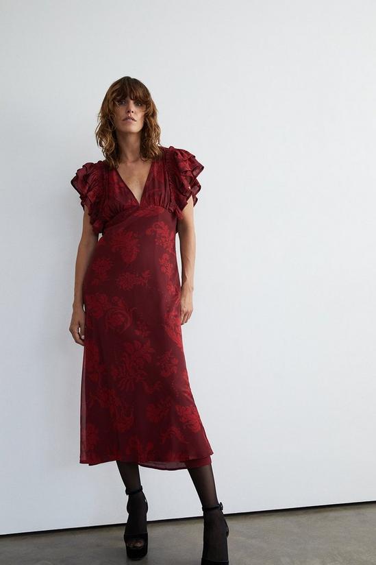 Warehouse Ruffle Maxi Dress In Floral 1