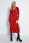 Warehouse Diagonal Stripe Knit Midi Dress thumbnail 1