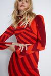Warehouse Diagonal Stripe Knit Midi Dress thumbnail 2