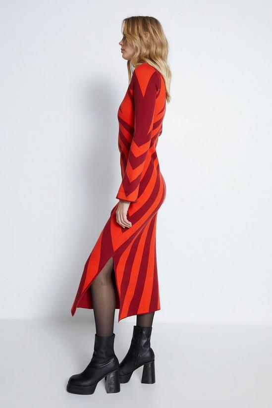 Warehouse Diagonal Stripe Knit Midi Dress 3