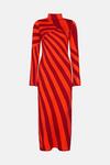 Warehouse Diagonal Stripe Knit Midi Dress thumbnail 4