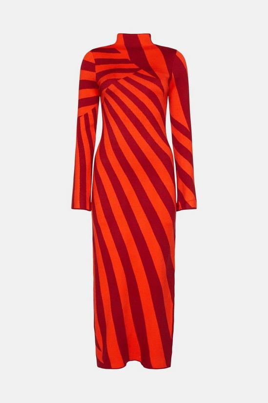 Warehouse Diagonal Stripe Knit Midi Dress 4