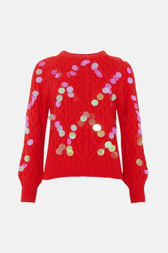 Warehouse Diamond Cable Sequin Knit Jumper 4