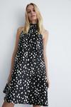 Warehouse Dalmatian Print Satin Twill Bow Back A Line Mini Dress thumbnail 1